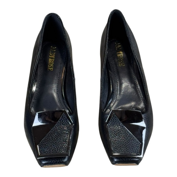 Jady Rose Black Leather Lucite Crystal Heel Loafers Size 8 NWOT - Picture 4 of 8